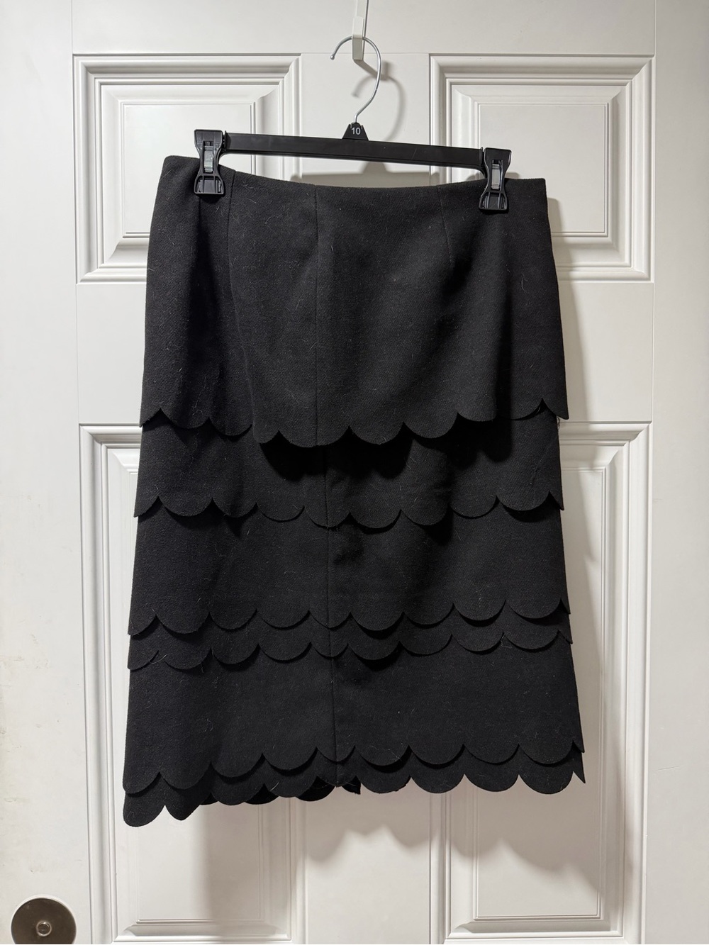 Anthropology Maeve Black Scalloped Tiered Pencil Skirt